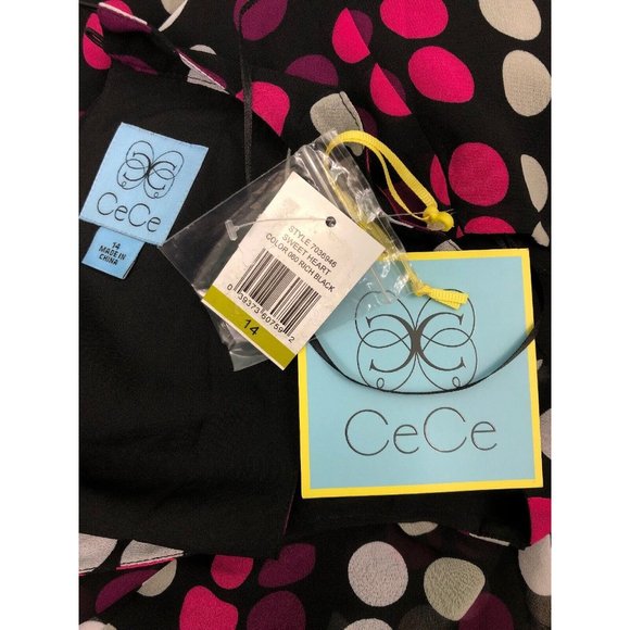 NWT Womens CeCe by Cynthia Steffe Black Dot Steam Halter Shift Dress Sz 14 - Picture 10 of 10